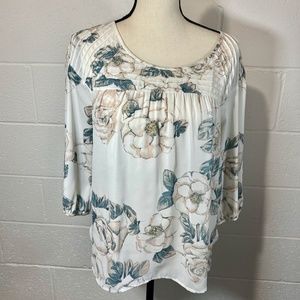 Lauren Conrad Floral Pleated Long Sleeve Blouse